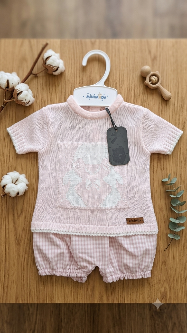 Conjunto de Punto "Dulce Espera" – Rosa Bebé (2 Piezas)
